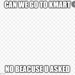 EDSD | CAN WE GO TO KMART; NO BEACUSE U ASKED | image tagged in edsd | made w/ Imgflip meme maker
