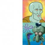 Squidward with text boxes