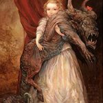 Medieval Girl with Monster