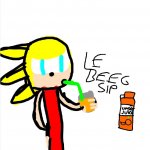 Ramon the hedgehog drinks a big sip of unsee juice orange