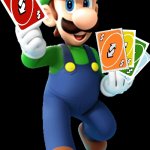 Luigi With UNO Reverse Cards