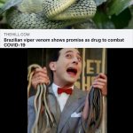 Pewee Herman with COVID Cure Snakes