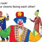 Look carefully there are four clowns facing each other