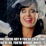 Hot n Cold Katy Perry | OHIO YOU'RE HOT N YOU'RE COLD. YOU'RE YES N YOU'RE NO. YOU'RE WRONG WHEN ITS RIGHT | image tagged in katy perry hot and cold | made w/ Imgflip meme maker