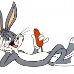 Bugs Bunny eating carrot laying down
