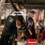 Arsenal would end up like what happened to Schalke 04 in the recent Bundesliga season | Premier League Standings | image tagged in memes,waiter with a giant pepper grinder,sports,arsenal,premier league | made w/ Imgflip meme maker