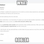 What The Roblox | WHAT; ROBLOX | image tagged in what,cursed roblox image,roblox,roblox meme | made w/ Imgflip meme maker