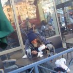 Homeless outside Starbucks