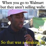 They lied | When you go to Walmart but they aren't selling walls:; So that was a freaking lie | image tagged in so that was a lie censored | made w/ Imgflip meme maker
