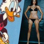 Scrooge McDuck looks at Melania Trump