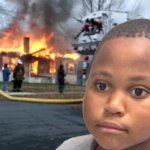What it looks like when Disaster Girl burns Minor Mistake Marvin's House Down | image tagged in minor disaster marvin,disaster girl,minor mistake marvin | made w/ Imgflip meme maker