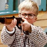 Ralphie from Christmas Story with gun