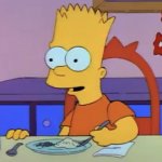 bart simpson eats dinner and stares