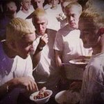Eminem, sharing M&Ms with Eminems