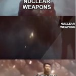 The Undefeated Nokia | NUCLEAR WEAPONS; NUCLEAR WEAPONS; NOKIA | image tagged in indestructible shang chi | made w/ Imgflip meme maker