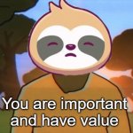 Sloth you are important and have value