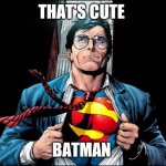 superman superstar | THAT'S CUTE; BATMAN | image tagged in superman superstar | made w/ Imgflip meme maker
