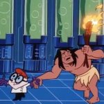Dexter showing caveman his lab