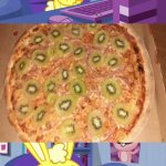 kiwi pizza | image tagged in cuddles saw something meme htf | made w/ Imgflip meme maker