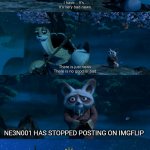 Btw, that is my sister | NE3N001 HAS STOPPED POSTING ON IMGFLIP | image tagged in kung fu panda bad news | made w/ Imgflip meme maker