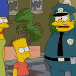 Marge, Chief Wiggum, and Bart