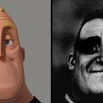 Dark traumatized Mr. Incredible meme