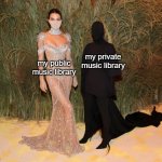 Kim and Kendall - MetGala 2021 | my private music library; my public music library | image tagged in kim kardashian,kendall jenner,metgala,music,spotify,versus | made w/ Imgflip meme maker