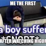 me after higurashi | ME THE FIRST; TIME AFTER WATCHING HIGURASHI | image tagged in traumatized tubbo | made w/ Imgflip meme maker