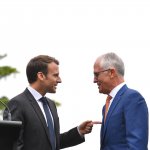 Macron Pointing at Australian Prime Minister Malcolm Turnbull