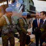 Aust Army Aviation ARH Pilot Shakes Hands with Macron