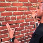 guy explaining to brick wall template