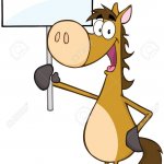 Horse with sign