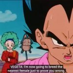 Vegeta will breed the nearest girl just to prove you wrong