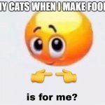 Cats (MEOW) | MY CATS WHEN I MAKE FOOD: | image tagged in is it for me,memes,cats | made w/ Imgflip meme maker