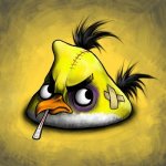 Damaged yellow angry bird