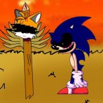 sonic.exe looking at tails head meme