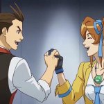 Athena Cykes and Apollo Justice joining hands template