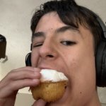 dumbass eating a cupcake