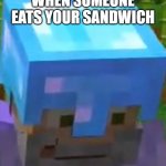 my sandwich | WHEN SOMEONE EATS YOUR SANDWICH | image tagged in goodtimeswithscar gru meme | made w/ Imgflip meme maker