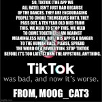 I don’t hate all of Tiktok. But it needs to be stopped regardless of the little good content I see from my friends. | SO, TIKTOK (THE APP WE ALL HATE), ISN’T JUST BAD BECAUSE OF THE DANCES. THEY ARE ENCOURAGING PEOPLE TO CHOKE THEMSELVES UNTIL THEY PASS OUT. | image tagged in tiktok logo,revolution,tiktok,tiktok sucks,raid,unite | made w/ Imgflip meme maker