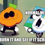 SPOOKY MEMES | NORMAL MEMES; LET'S BURN IT AND SEE IF IT SCREAMS! | image tagged in lets burn it and see if it screams | made w/ Imgflip meme maker
