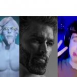 Giga kfc guy vs giga chad vs femboy GIF Template