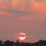Smiling sun and birds