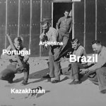2021 FIFA Futsal World Cup in a nutshell | Argentina; Brazil; Portugal; Kazakhstan | image tagged in memes,soldiers trying to kill a puppy,futsal,world cup,portugal,argentina | made w/ Imgflip meme maker