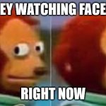 Jack Dorsey waatching facebook go down! | DORSEY WATCHING FACEBOOK; RIGHT NOW | image tagged in scared puppet | made w/ Imgflip meme maker