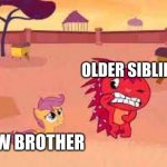 This seems normal... | OLDER SIBLING; NEW BROTHER | image tagged in flaky terrified | made w/ Imgflip meme maker