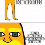I am the lorax | I AM THE
 LORAX I SPEAK 
FOR THE TREES; BUT FOR SOME REASON THEY ARE SPEAKING VIETNAMESE | image tagged in i am the lorax | made w/ Imgflip meme maker