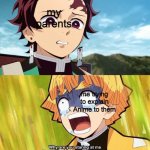 demon slayer eugh | my parents; me trying to explain Anime to them; my parents; me trying to explain Anime to them; my parents | image tagged in demon slayer eugh | made w/ Imgflip meme maker