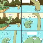 dinosaur jump pond water neck meme