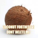 the game cant open if you delete it! | COCONUT FORTRESS 2; DONT DELETE ME | image tagged in coconut,team fortress 2 | made w/ Imgflip meme maker